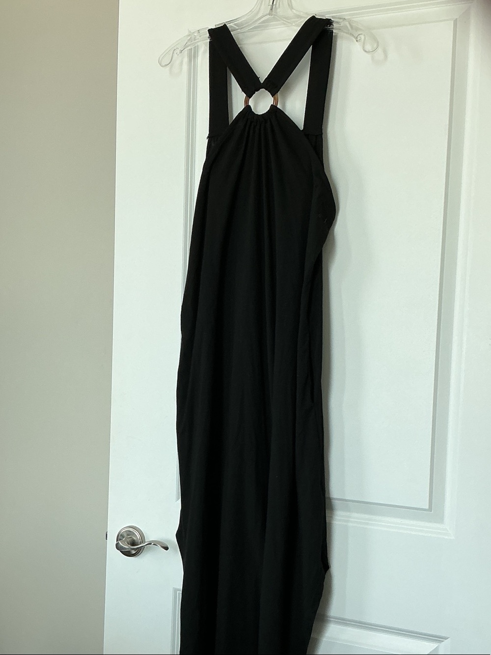 Black Halter Maxi Dress with Ring Detail